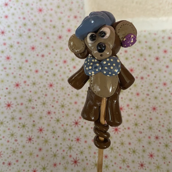 Handcrafted; Clay; Monkey; Plant Stick